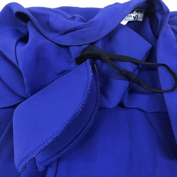 VINTAGE 80s Royal Blue Golden Girls Dress Big Cape Collar Long Sleeves Size 6 - Picture 4 of 12